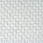 White Recycled Glass Basket Weave Mosaic Tile | Tile Club