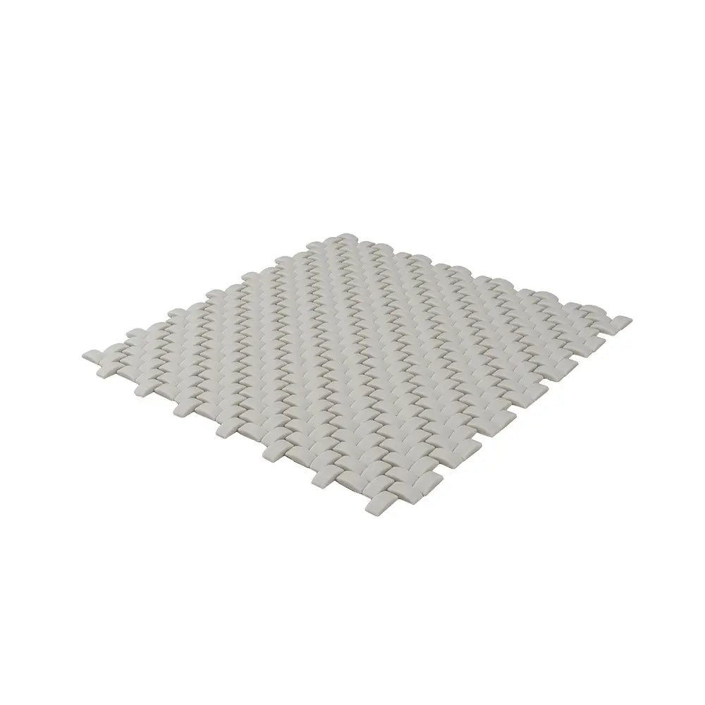 Cream Recycled Glass Basket Weave Mosaic Tile | Tile Club