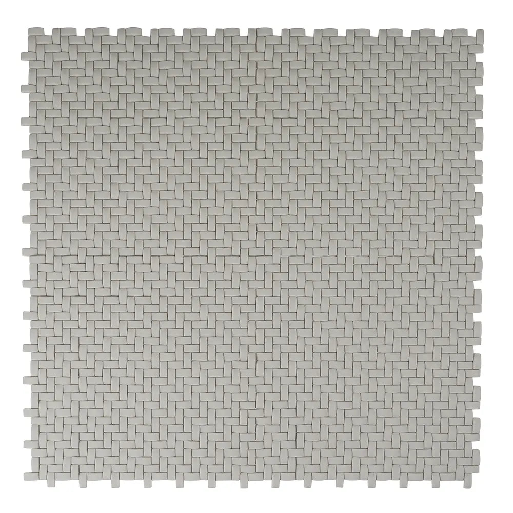 Cream Recycled Glass Basket Weave Mosaic Tile | Tile Club