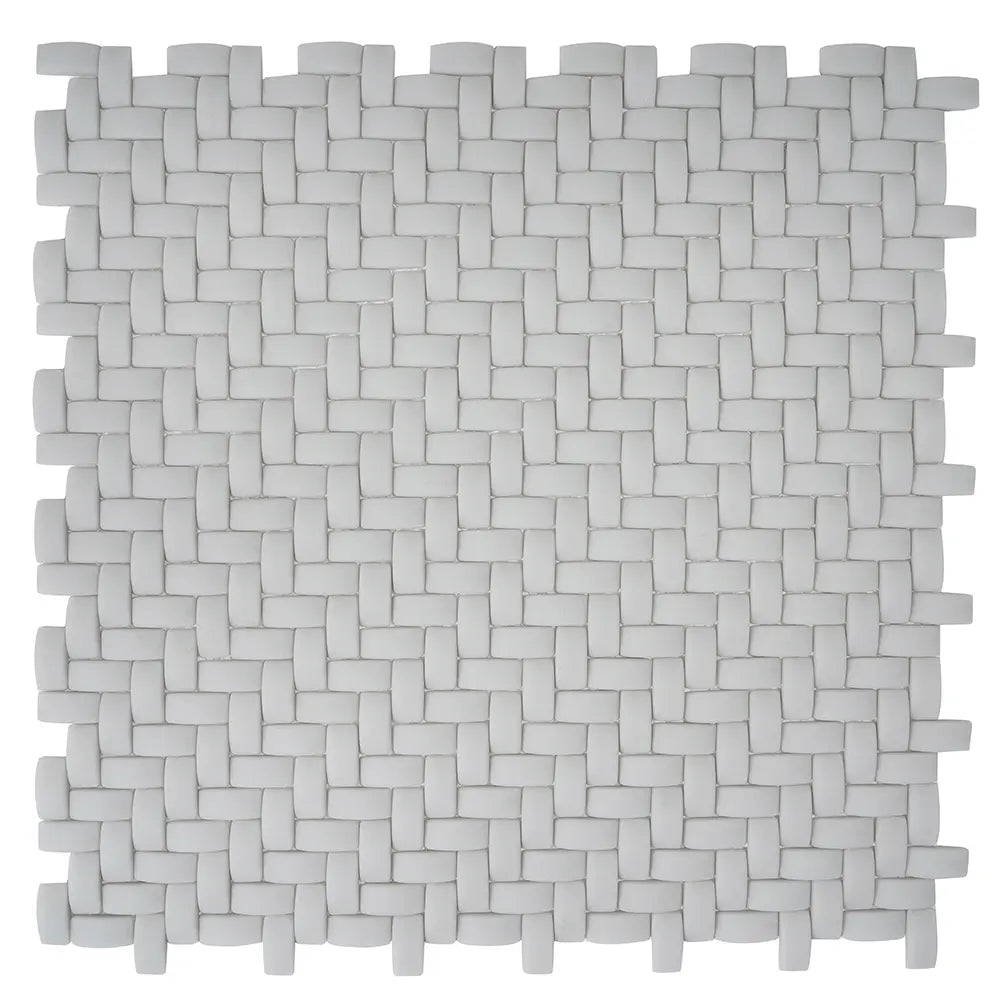 Dark Grey Recycled Glass Basket Weave Mosaic Tile | Tile Club