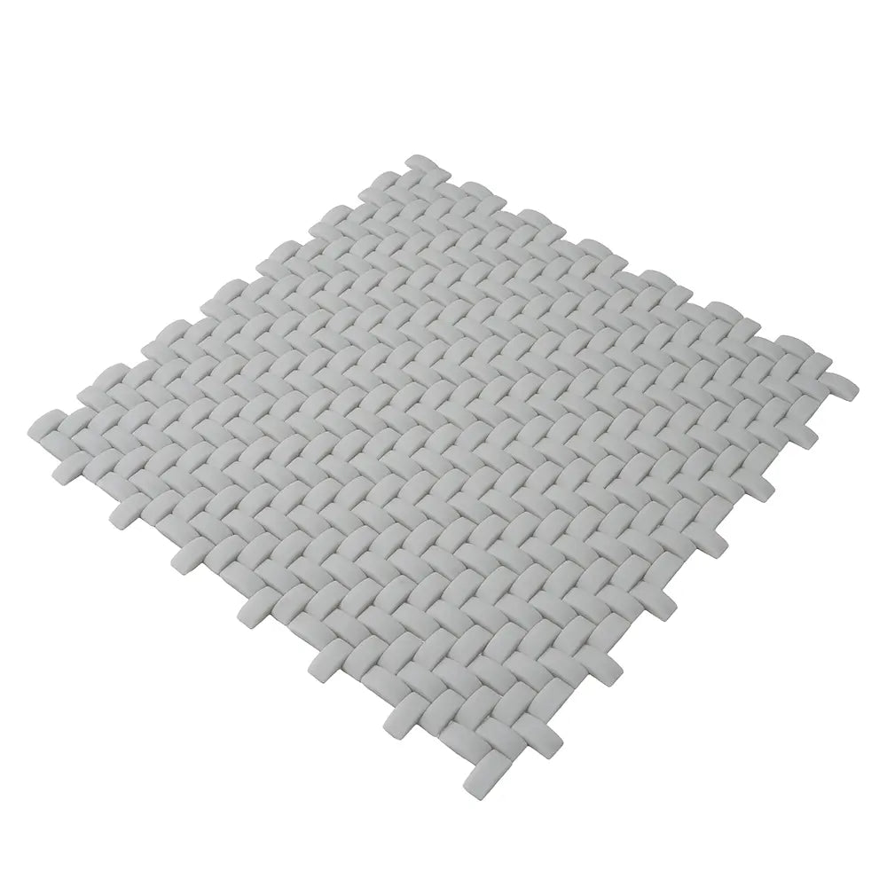 Dark Grey Recycled Glass Basket Weave Mosaic Tile | Tile Club