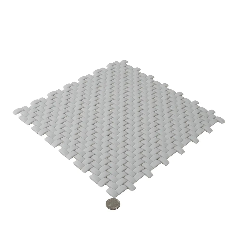 Dark Grey Recycled Glass Basket Weave Mosaic Tile | Tile Club