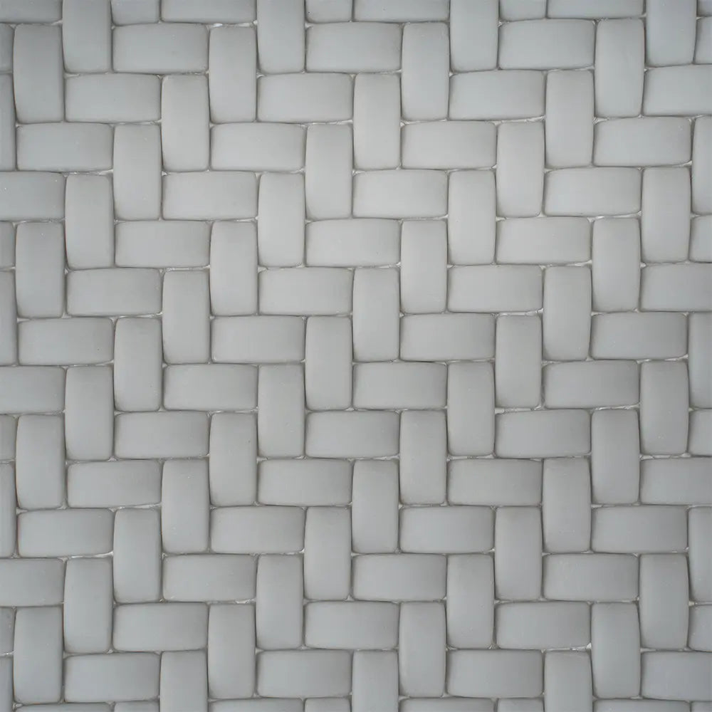 Dark Grey Recycled Glass Basket Weave Mosaic Tile | Tile Club