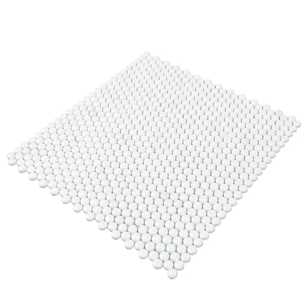 White Pearl Penny Recycled Glass Mosaic Tile | Tile Club