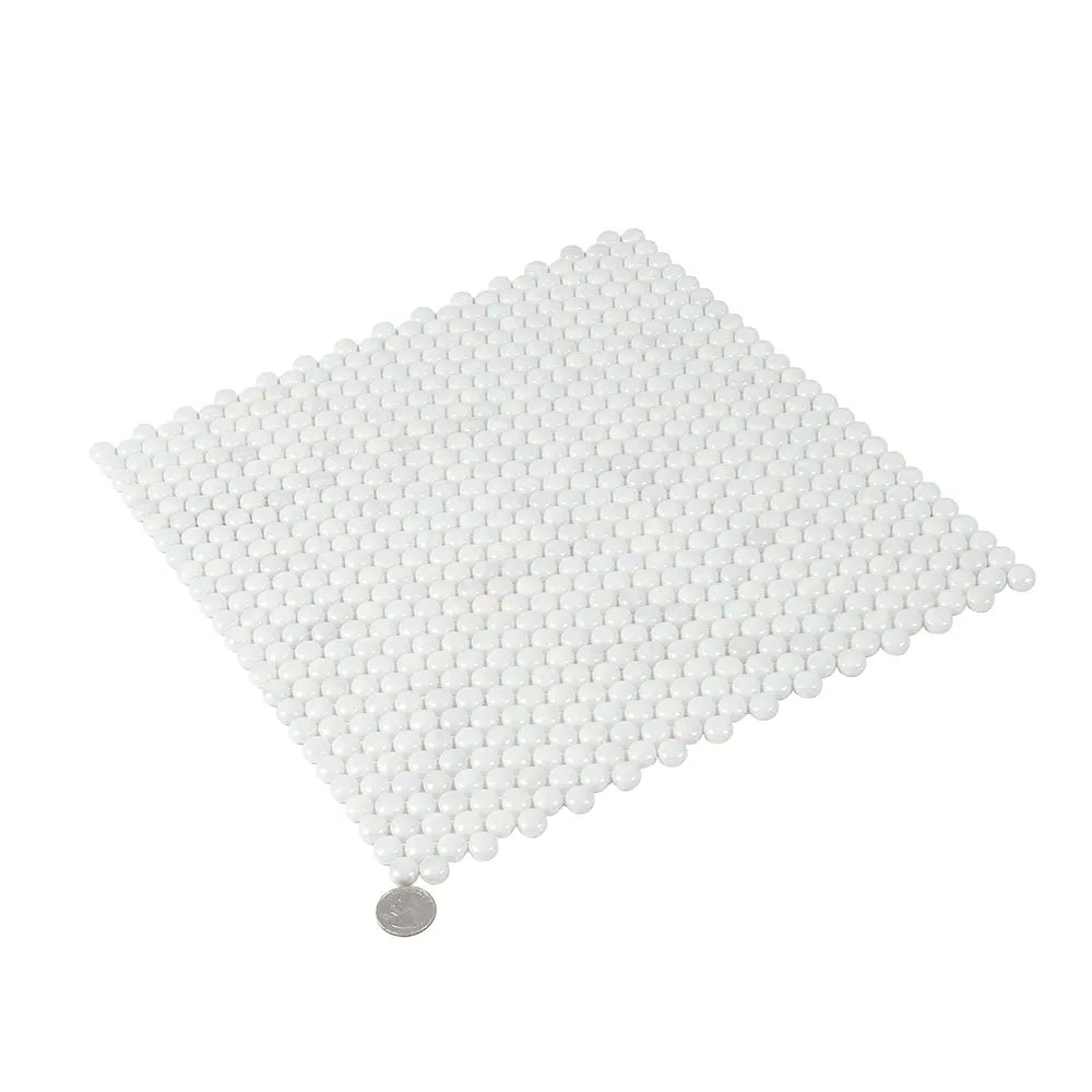 White Pearl Penny Recycled Glass Mosaic Tile | Tile Club