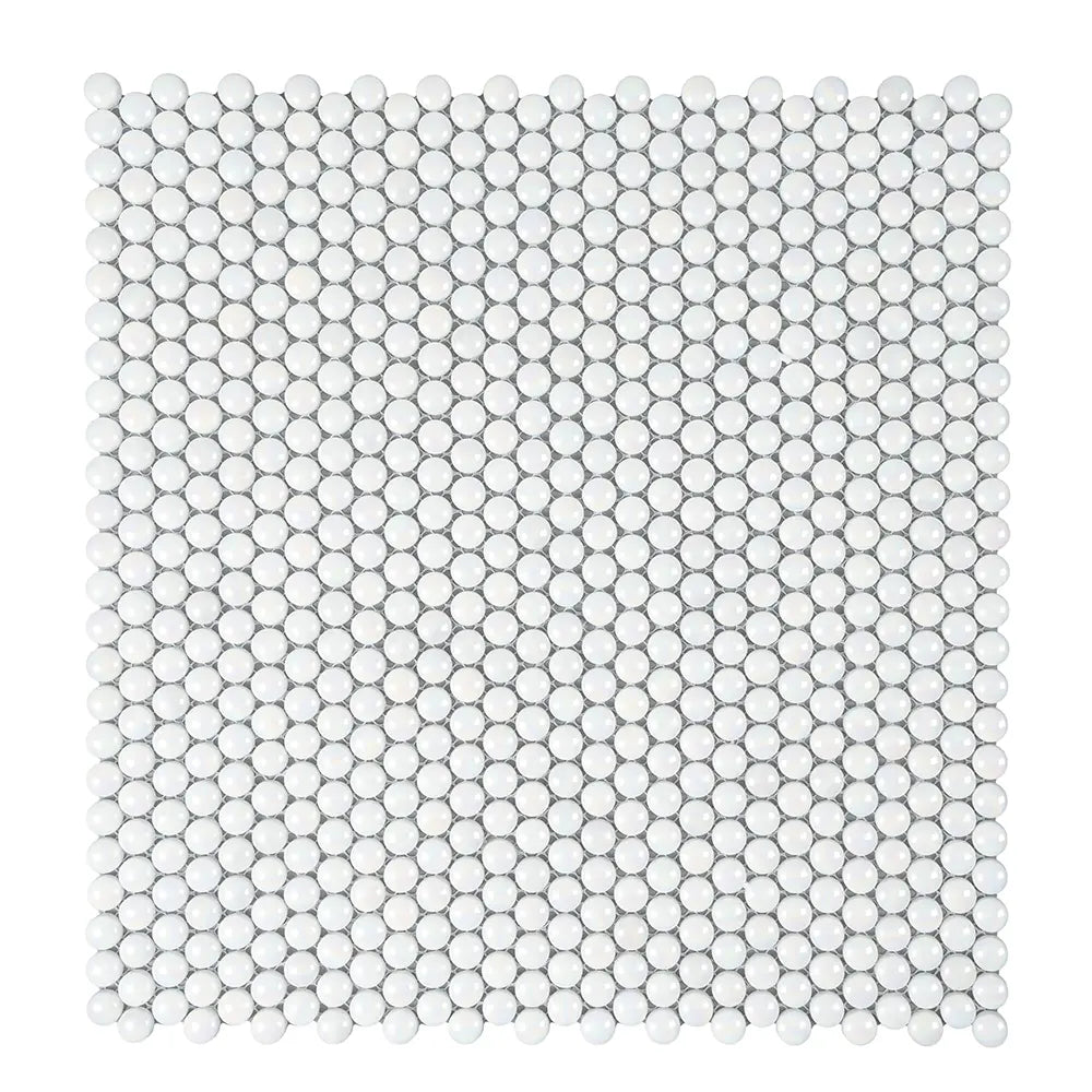 White Pearl Penny Recycled Glass Mosaic Tile | Tile Club