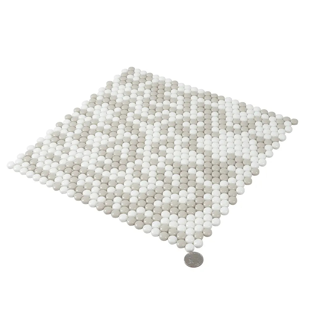 Cream Penny Recycled Glass Mosaic Tile | Tile Club