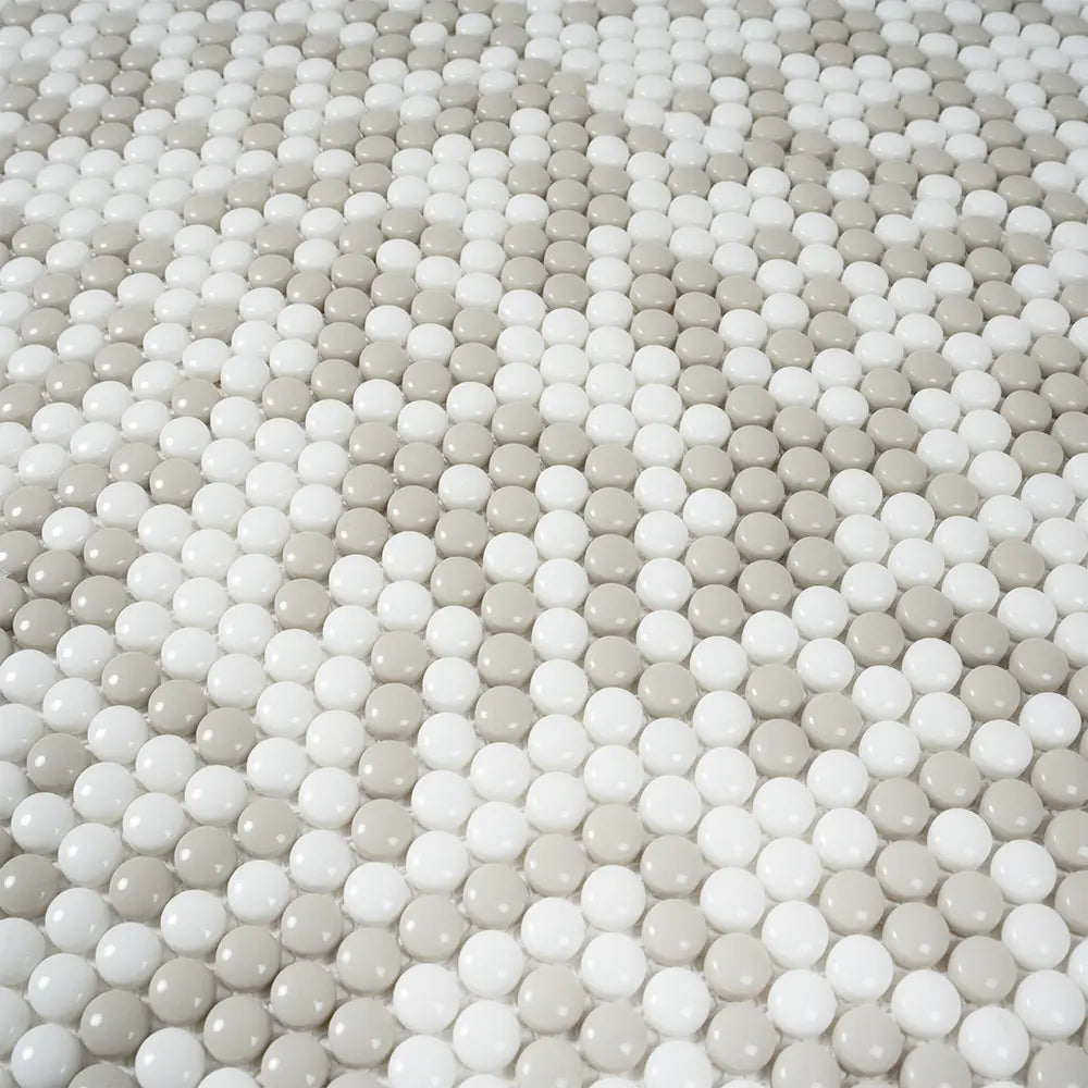 Cream Penny Recycled Glass Mosaic Tile | Tile Club
