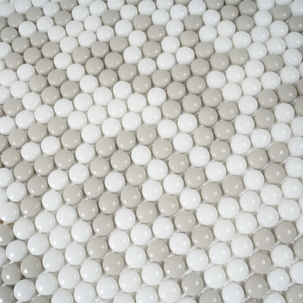 Cream Penny Recycled Glass Mosaic Tile | Tile Club