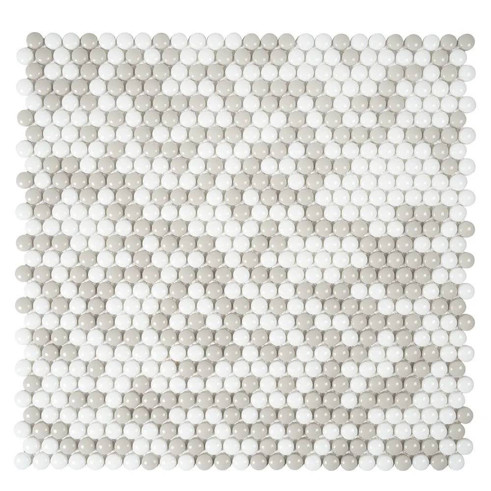 Cream Penny Recycled Glass Mosaic Tile | Tile Club