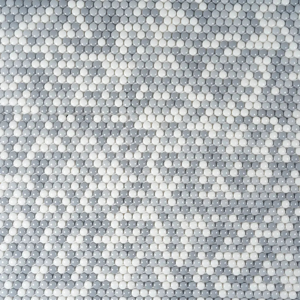 Grey Pearl Penny Recycled Glass Mosaic Tile | Tile Club