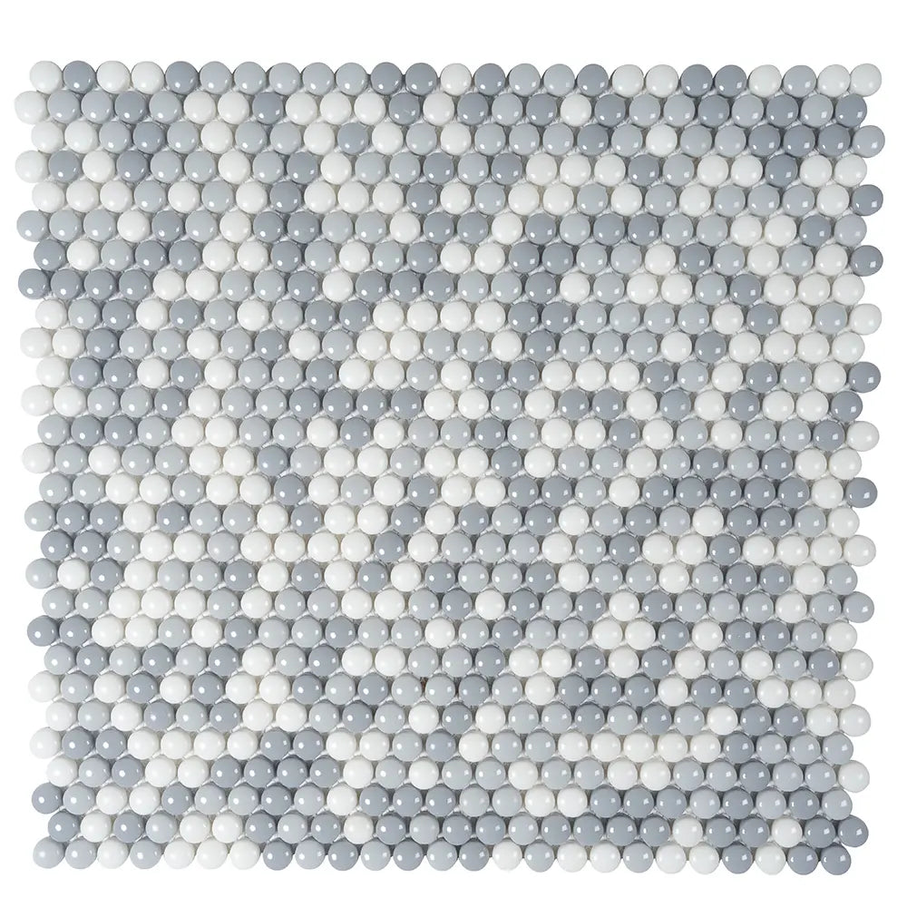 Grey Pearl Penny Recycled Glass Mosaic Tile | Tile Club