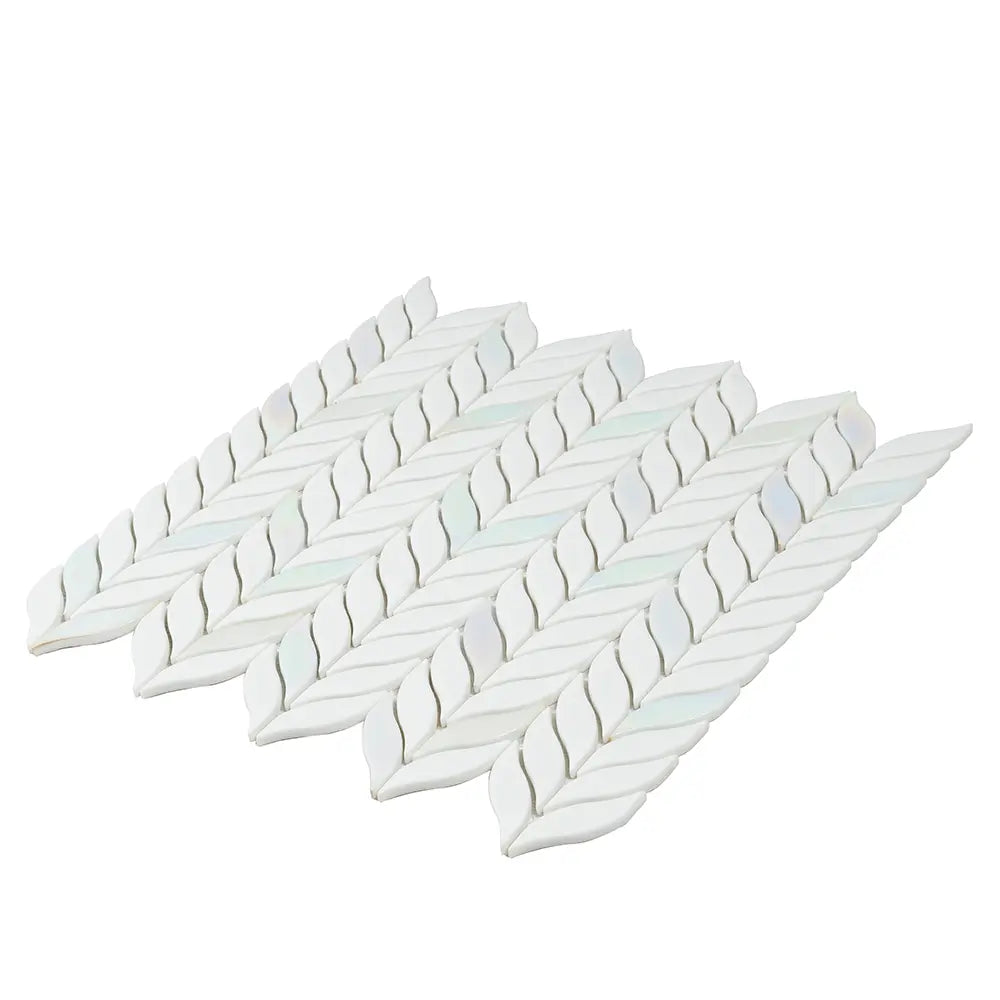 White Leaf Recycled Glass Mosaic Tile | Tile Club