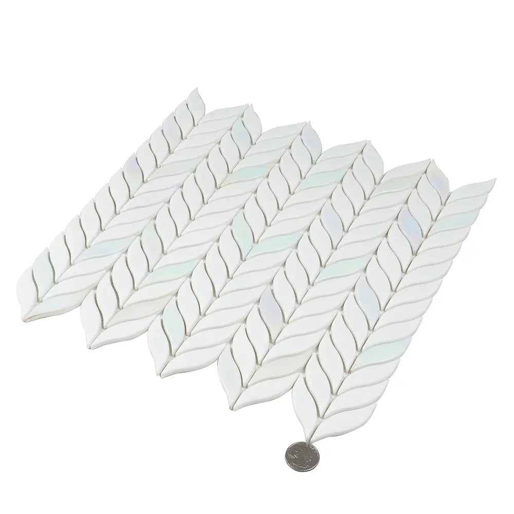 White Leaf Recycled Glass Mosaic Tile | Tile Club