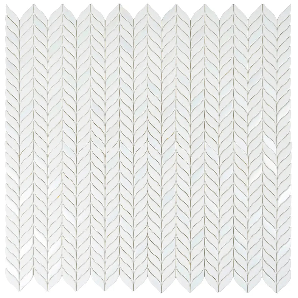 White Leaf Recycled Glass Mosaic Tile | Tile Club