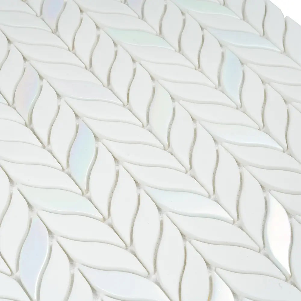 White Leaf Recycled Glass Mosaic Tile | Tile Club