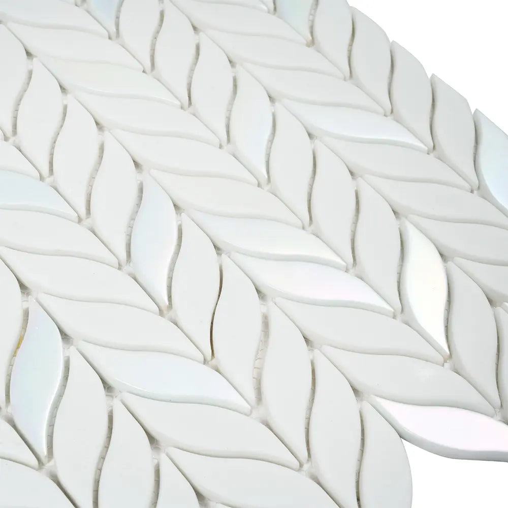 White Leaf Recycled Glass Mosaic Tile | Tile Club