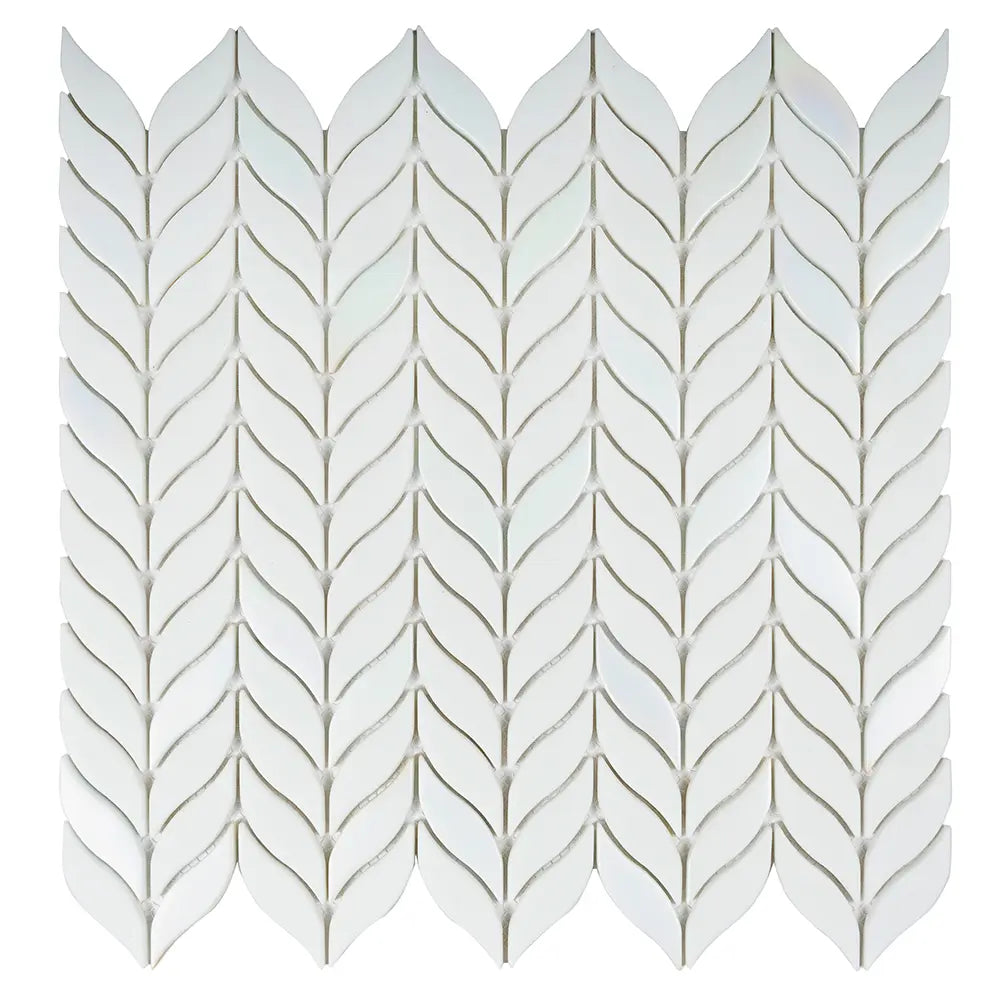 White Leaf Recycled Glass Mosaic Tile | Tile Club