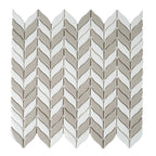 White And Beige Mix Leaf Recycled Glass Mosaic Tile | Tile Club