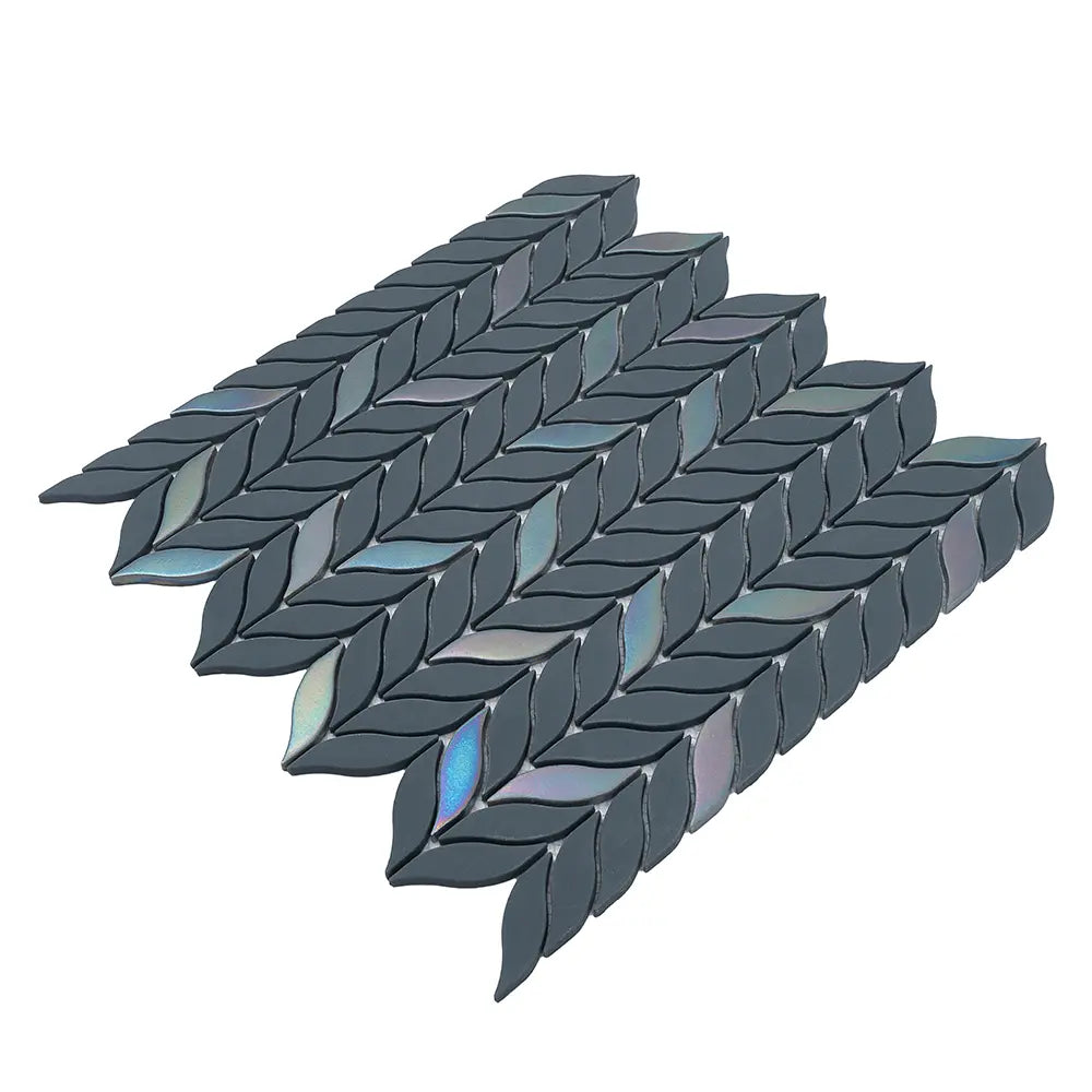 Blue Leaf Recycled Glass Mosaic Tile | Tile Club
