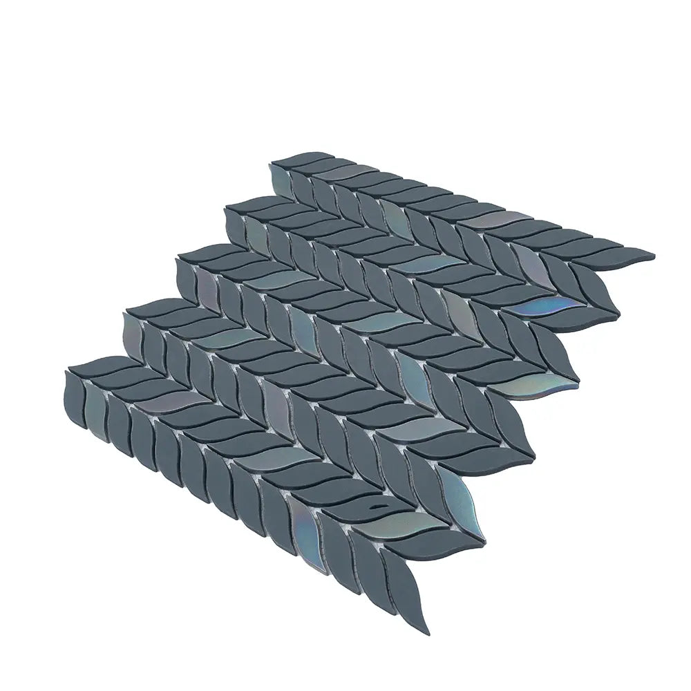Blue Leaf Recycled Glass Mosaic Tile | Tile Club