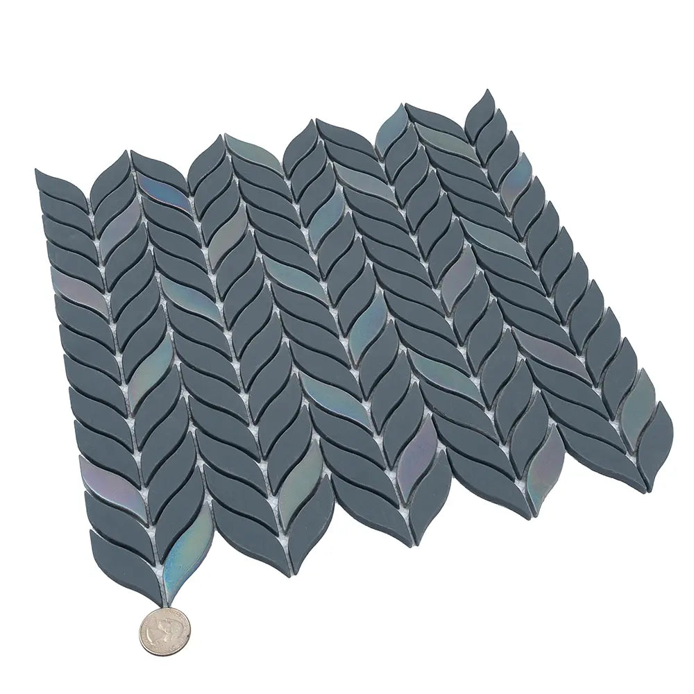 Blue Leaf Recycled Glass Mosaic Tile | Tile Club
