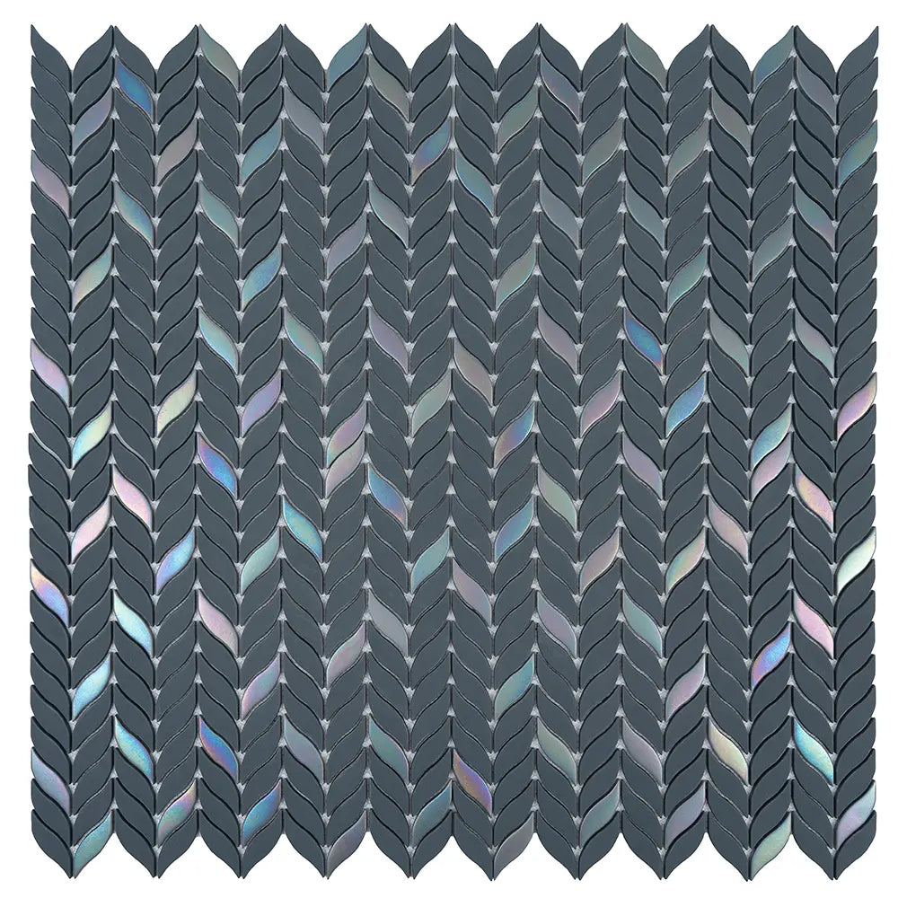 Blue Leaf Recycled Glass Mosaic Tile | Tile Club