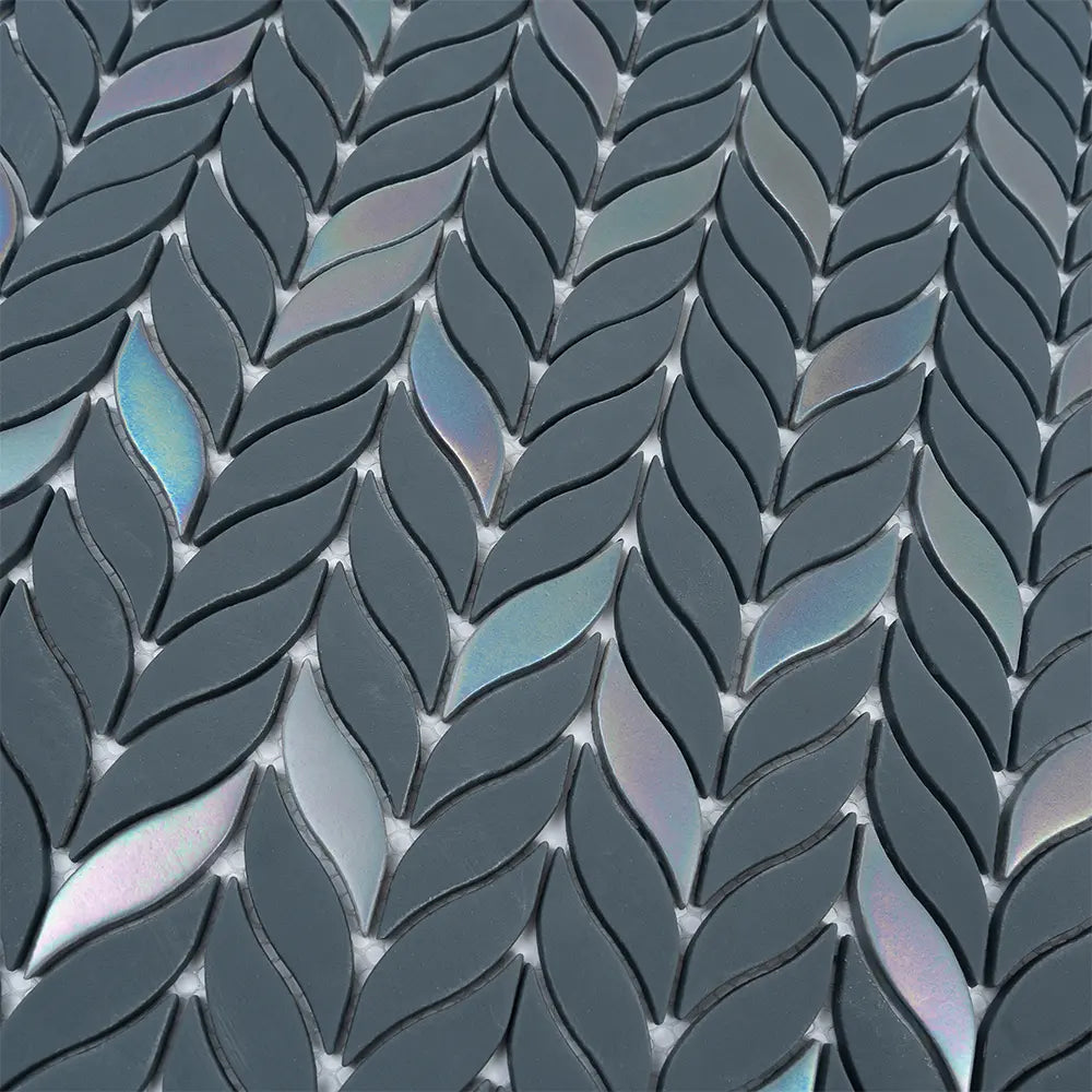 Blue Leaf Recycled Glass Mosaic Tile | Tile Club