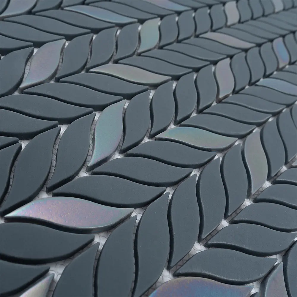 Blue Leaf Recycled Glass Mosaic Tile | Tile Club