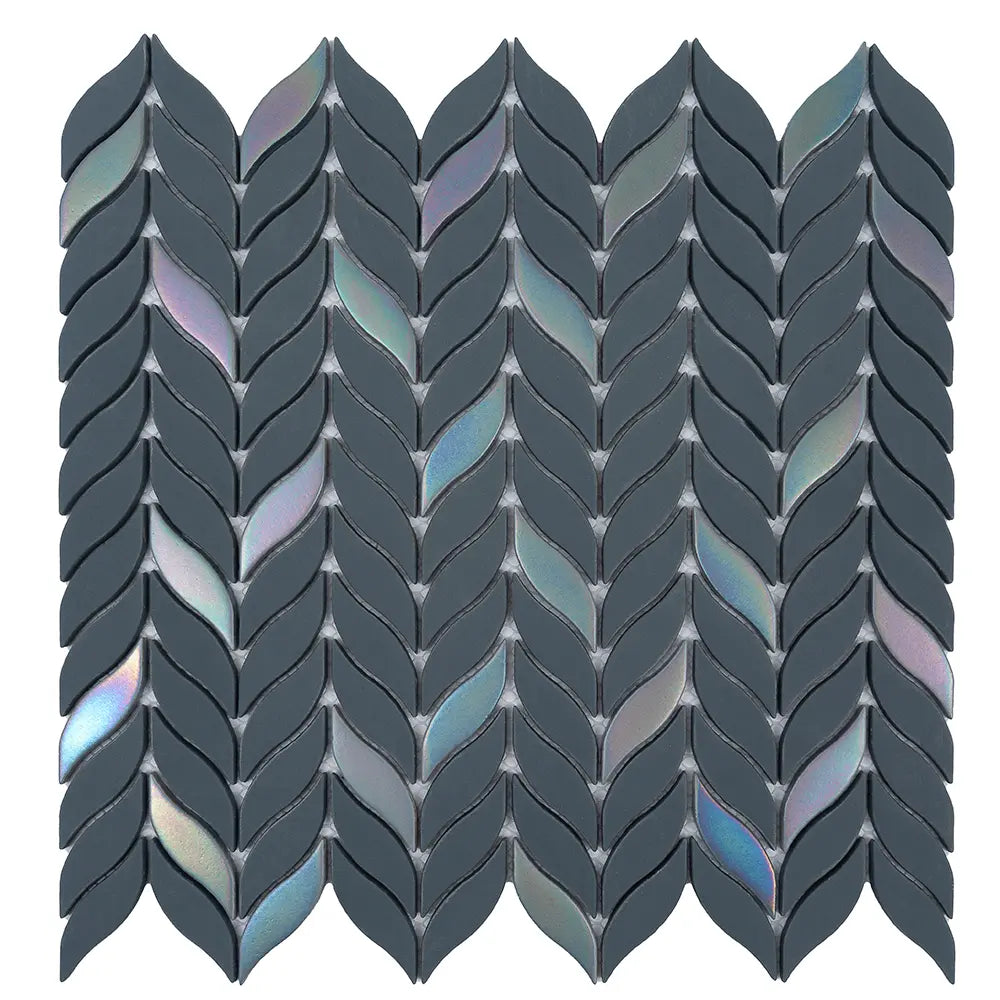 Blue Leaf Recycled Glass Mosaic Tile | Tile Club
