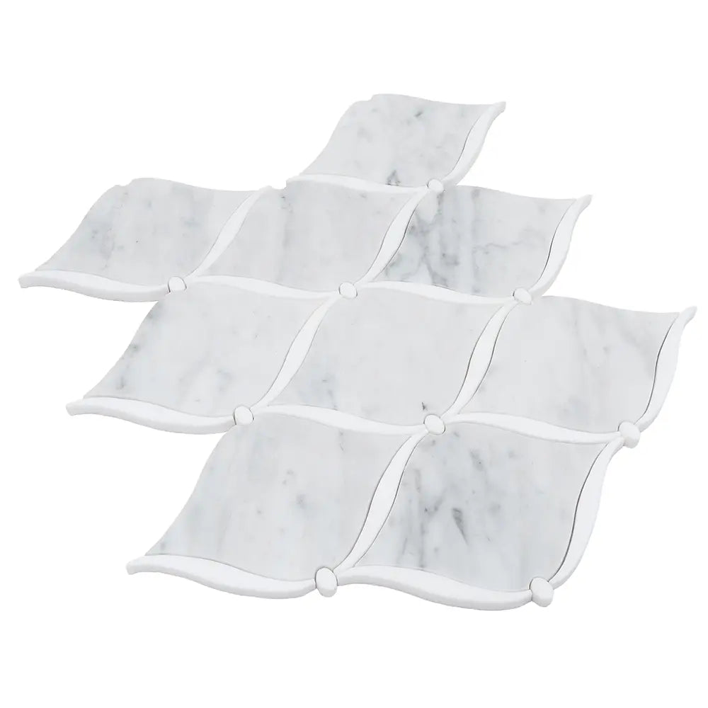 Carrara Chic With Thassos Dots Marble Mosaic Tile | Tile Club