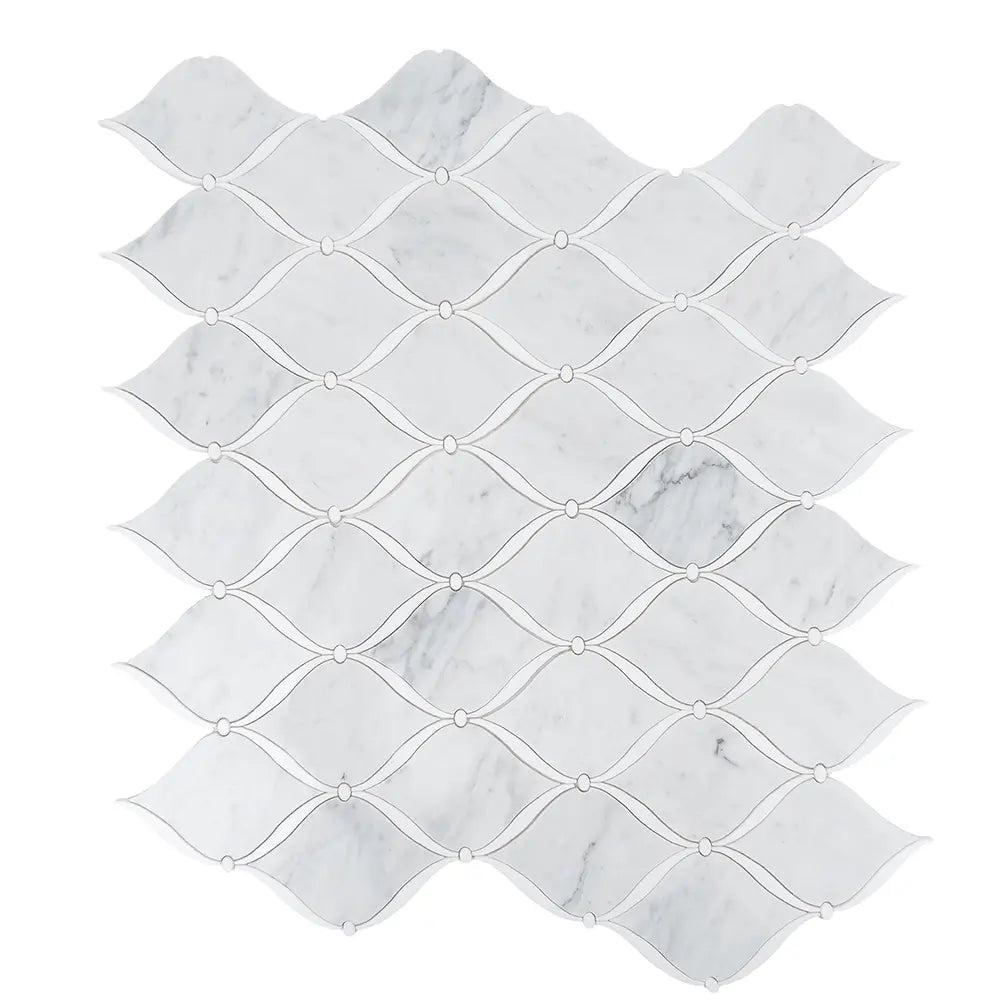 Carrara Chic With Thassos Dots Marble Mosaic Tile | Tile Club
