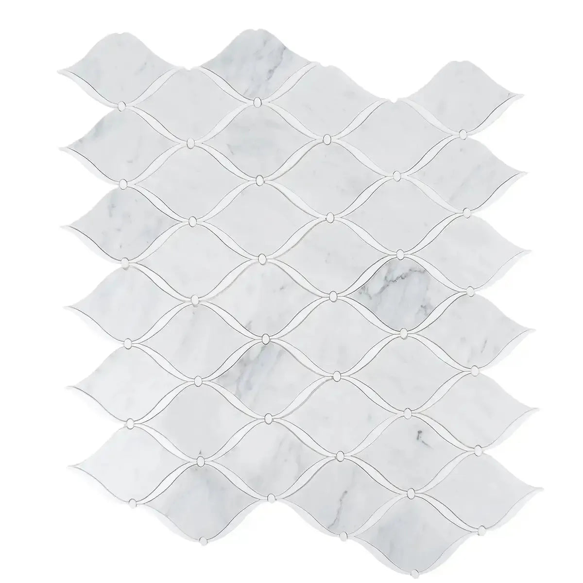 Carrara Chic With Thassos Dots Marble Mosaic Tile | Tile Club