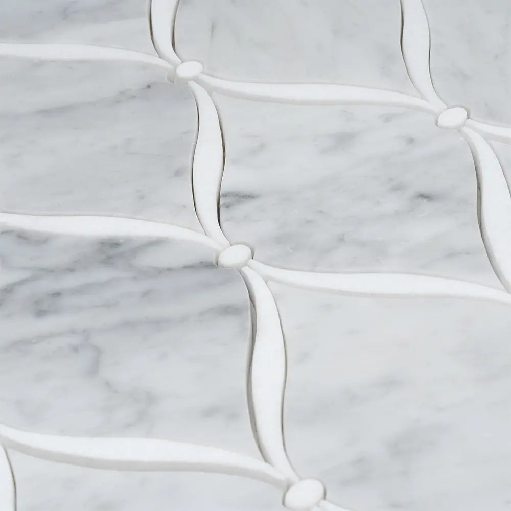 Carrara Chic With Thassos Dots Marble Mosaic Tile | Tile Club