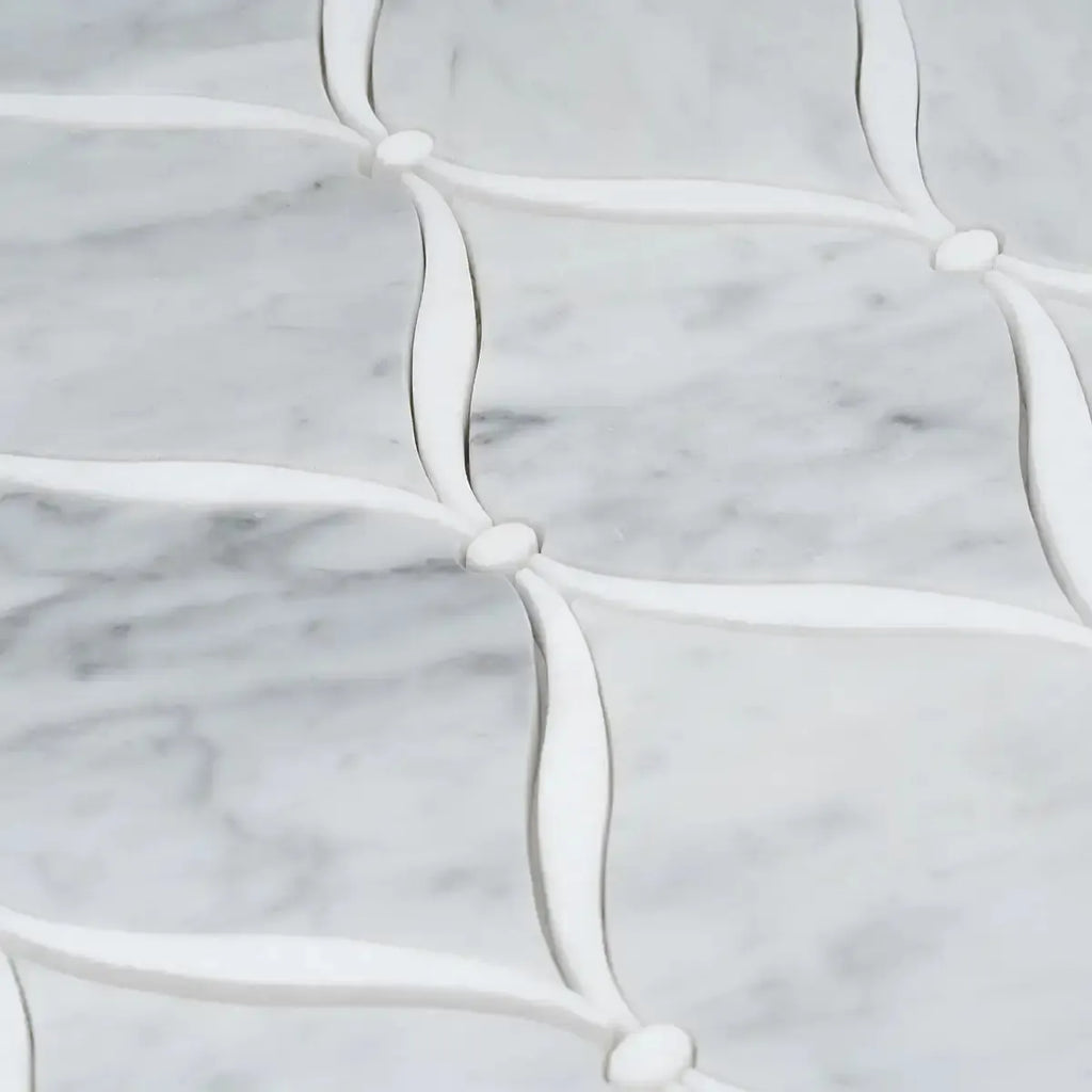 Carrara Chic With Thassos Dots Marble Mosaic Tile | Tile Club
