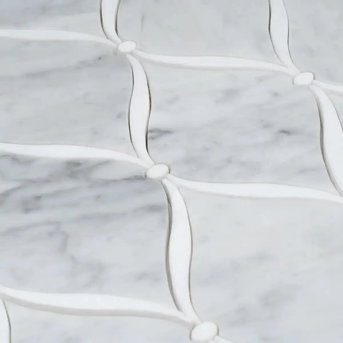 Carrara Chic With Thassos Dots Marble Mosaic Tile | Tile Club