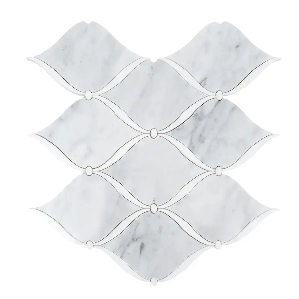 Carrara Chic With Thassos Dots Marble Mosaic Tile | Tile Club