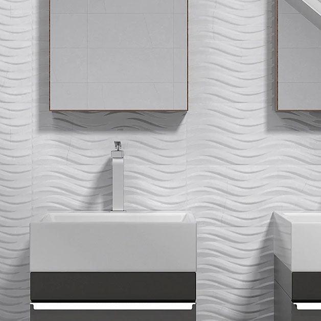 White 3D tile modern bathroom