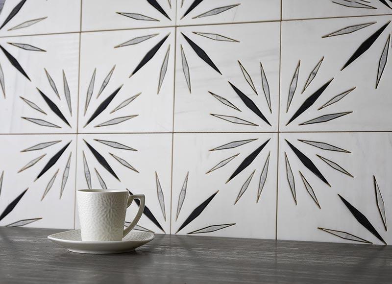 12" x 12" White Sparkle Waterjet Marble Mosaic Tile