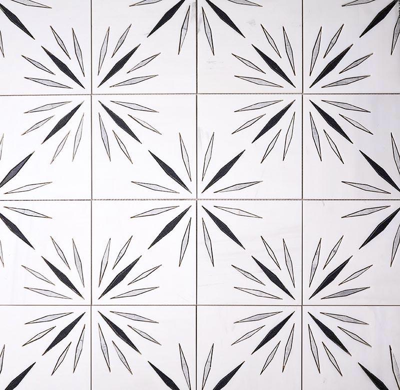 White Sparkle Waterjet Marble Mosaic Tile for Kitchen Backsplash