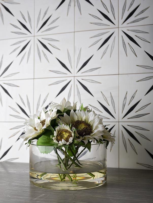 White Sparkle Waterjet Marble Mosaic Tile