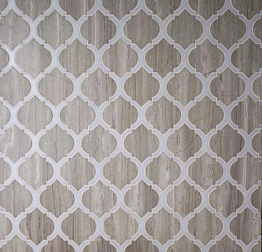 Wooden Beige Tile With Thassos Lines