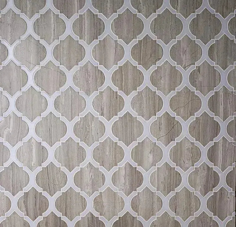Wooden Beige Tile With Thassos Lines