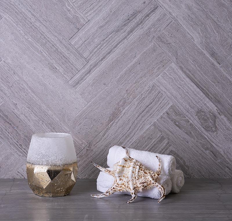 Wooden Beige Chevron Etched Subway Marble Tile | Tile Club