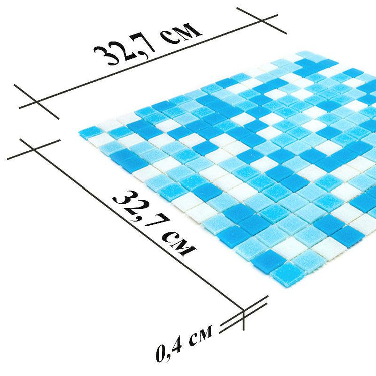 Water Droplets Blue & White Mixed Glass Tile | Tile Club