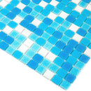 Water Droplets Blue & White Mixed Glass Tile | Tile Club