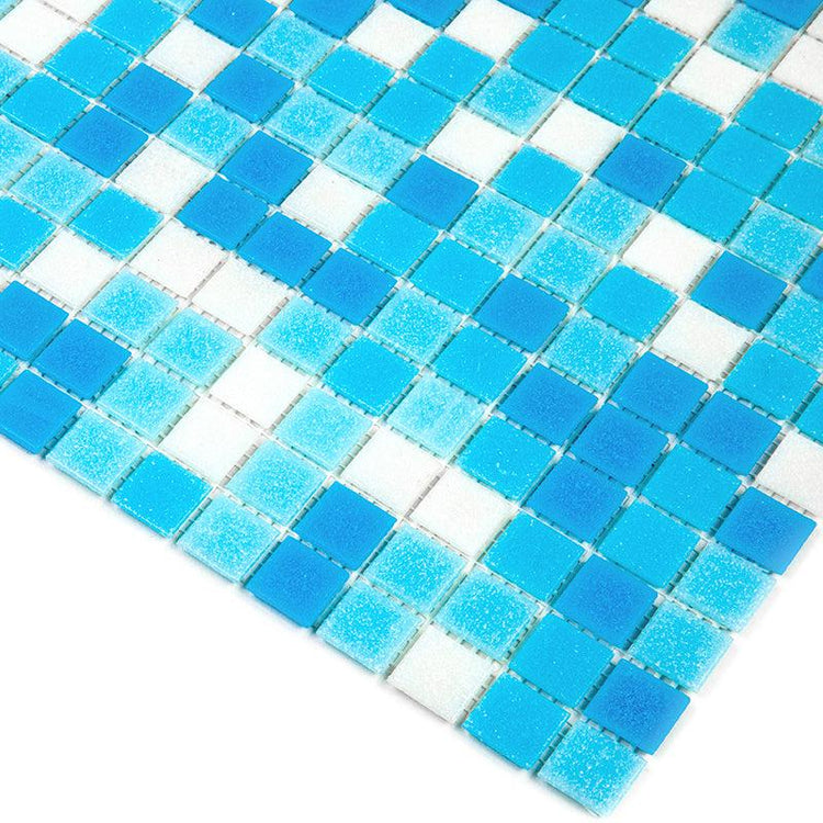 Water Droplets Blue & White Mixed Glass Tile | Tile Club