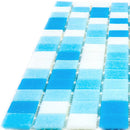 Water Droplets Blue & White Mixed Glass Tile | Tile Club