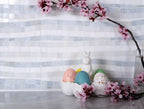 Waterfall Azul Cielo & Thassos Marble Mosaic Tile Polished | Tile Club