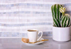 Waterfall Azul Cielo & Thassos Marble Mosaic Tile Polished